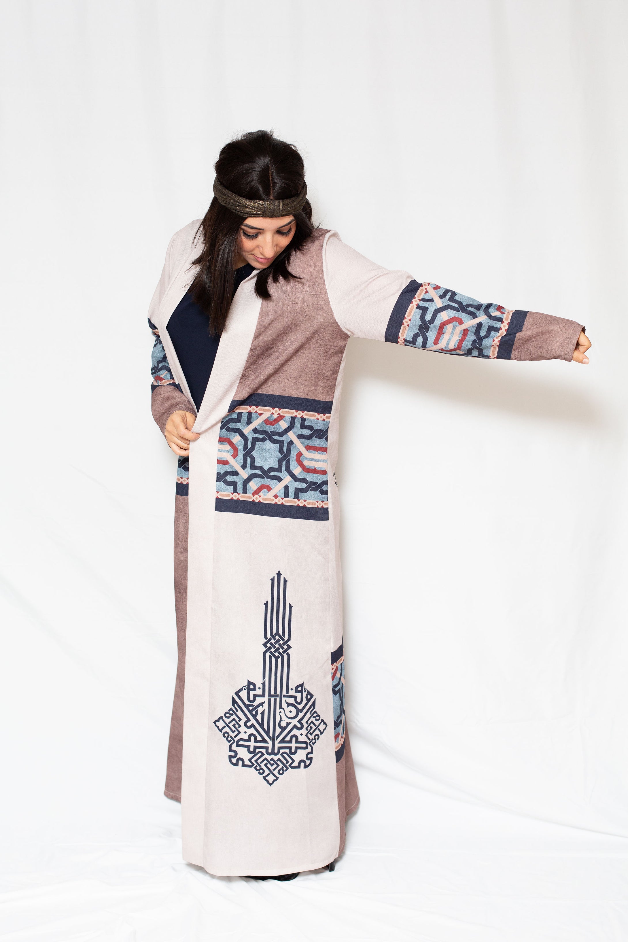 2 piece Navy Blue with Arabic Caligoraphy Jalabiya