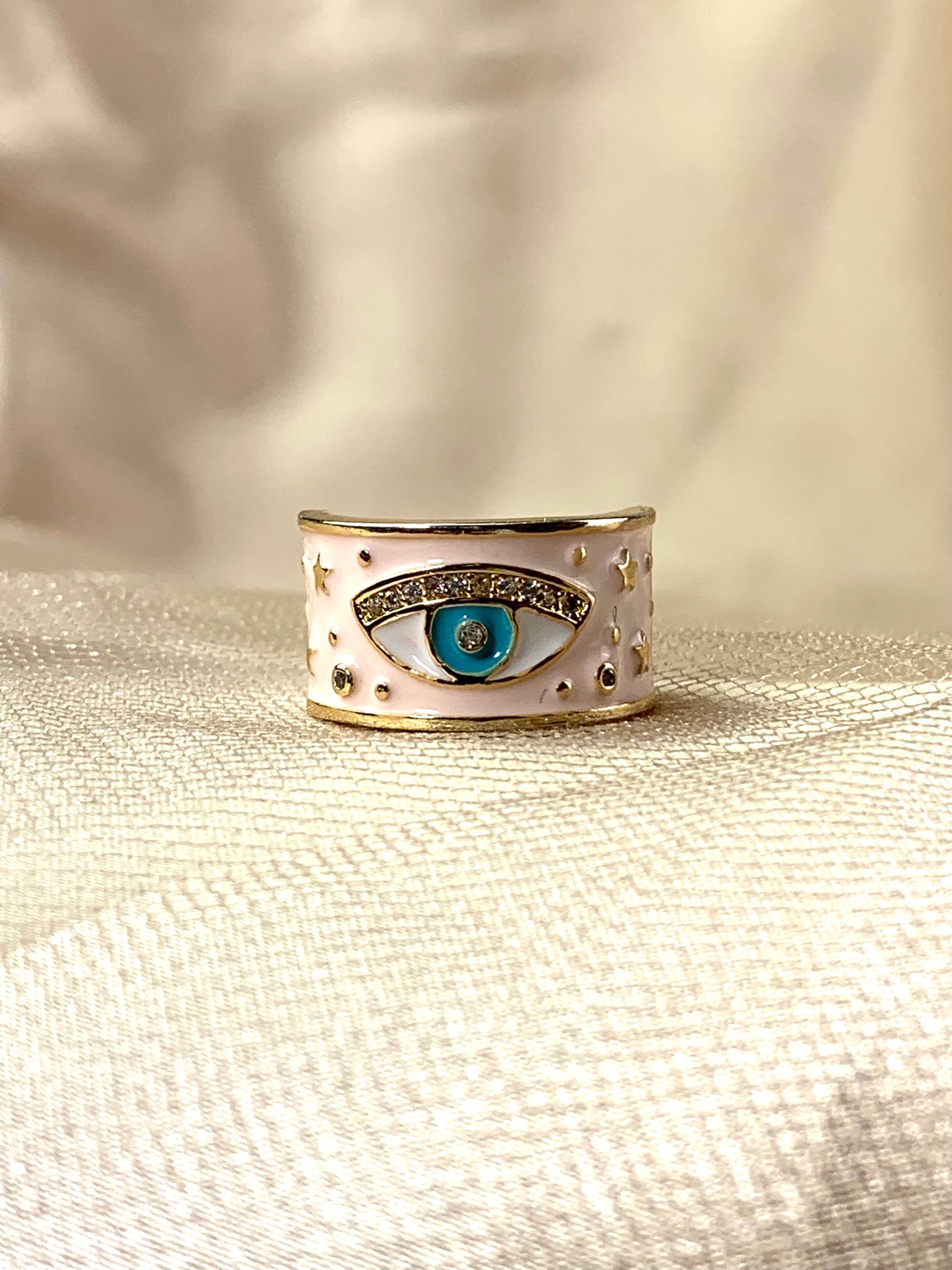 Evil Eye Ring - Light Pink