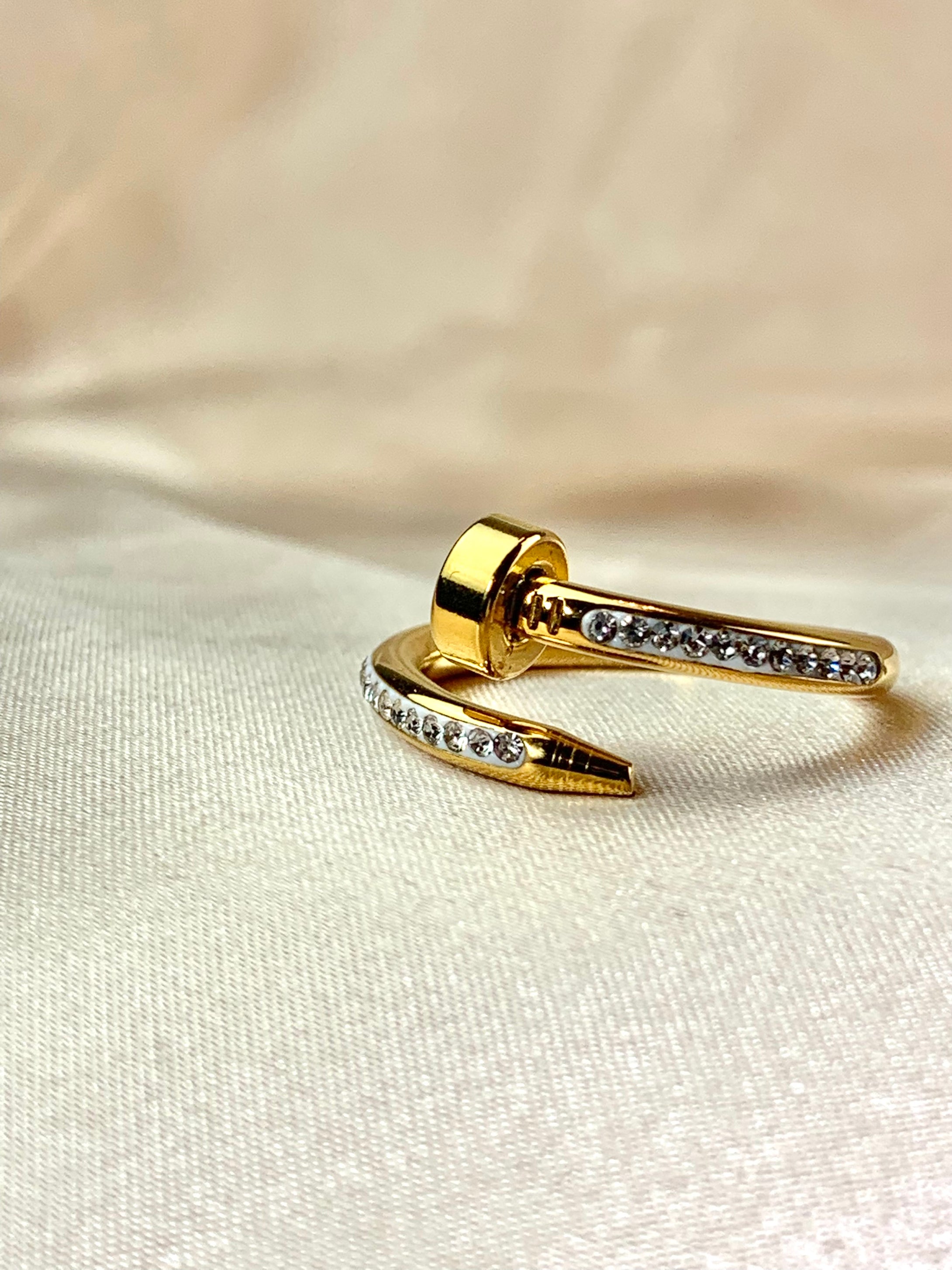 Gold Nail Ring with Diamonds