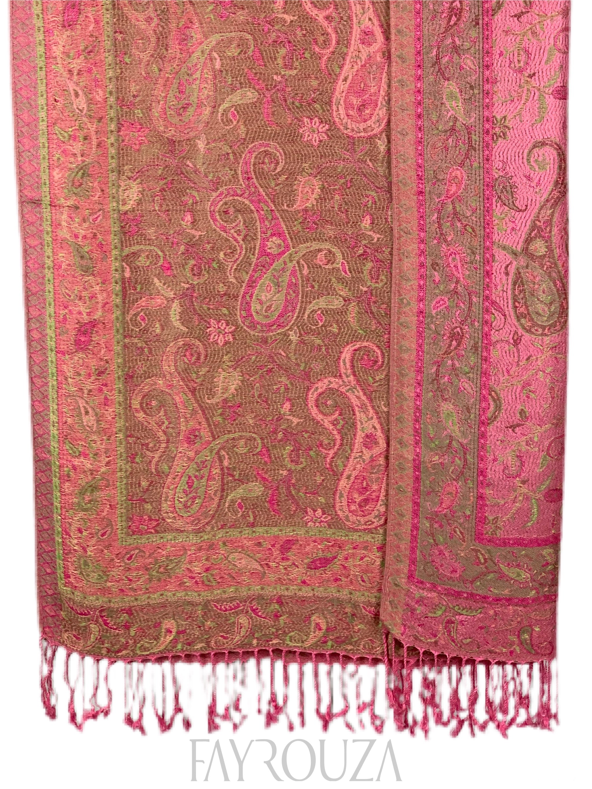 Pink & Green Double Sided Pashmina Scarf