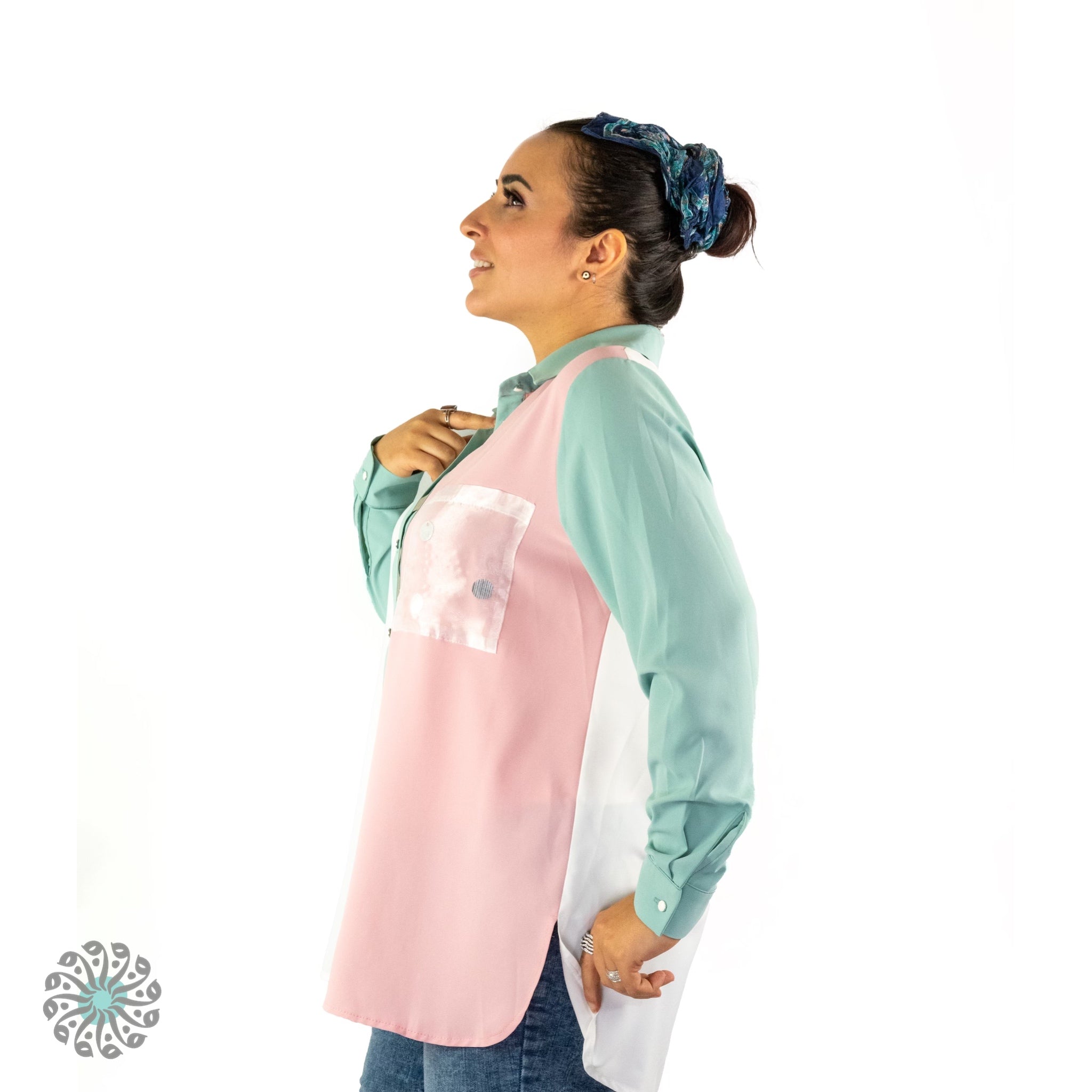Trio Shirt in Mint & Pink