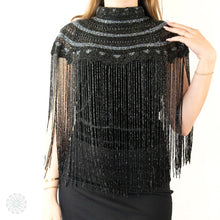 Load image into Gallery viewer, Crystal cape - Black &amp; Silver
