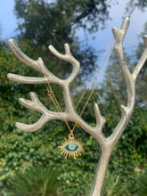 Load image into Gallery viewer, Gold evil eye necklace
